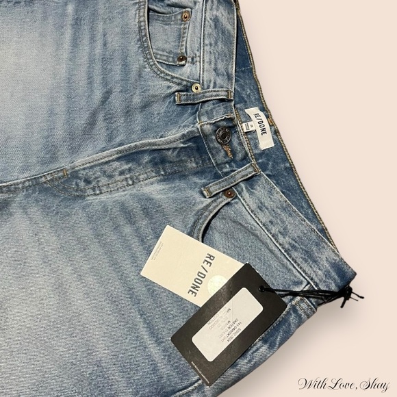 NWT RE/Done medium wash low rise baggy skater denim shorts - Picture 2 of 6